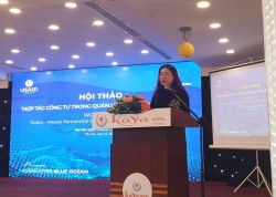Bà Phạm Thu Hằng, Phó Tổng cục Trưởng Tổng cục Biển và Hải đảo Việt Nam phát biểu tại Hội thảo