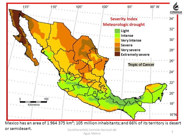 Bản đồ cảnh báo nguy cơ hạn hán ở Mexico