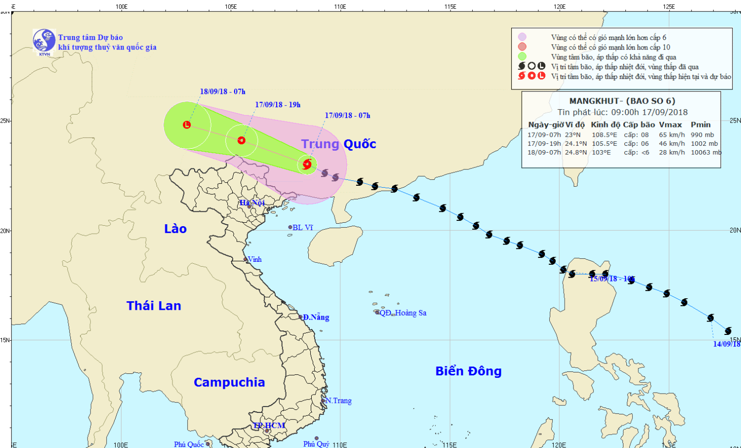 Tin bão trên đất liền trung quốc (cơn bão số 6)  và tình hình thời tiết trên địa bàn tỉnh Kon Tum