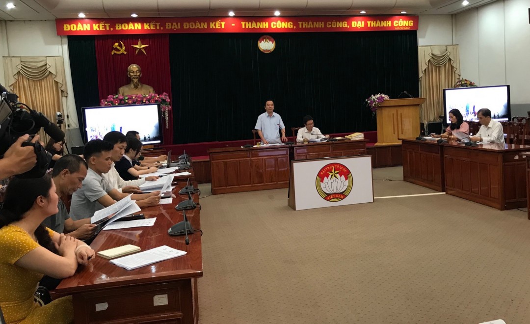 Ông Ngô Sách Thực, Phó Chủ tịch UBTƯ MTTQ Việt Nam chủ trì họp báo