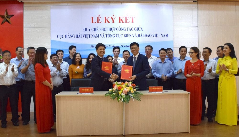 Lễ ký kết Quy chế phối hợp công tác giữa Cục Hàng hải Việt Nam và Tổng cục Biển và Hải đảo Việt Nam