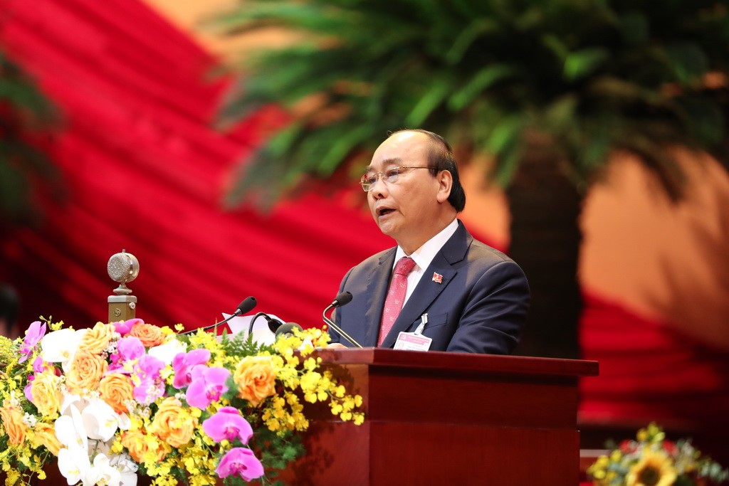 Thủ tướng Nguyễn Xuân Phúc phát biểu khai mạc Đại hội đại biểu toàn quốc lần thứ XIII Đảng Cộng sản Việt Nam. Ảnh VGP