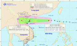 Dự báo đường đi của bão số 3 (cập nhật 14h30 ngày 17/72018)