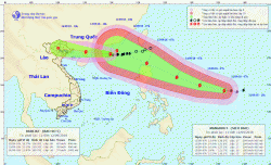 Dự báo đường đi của bão số 5 và bão Mangkhut (vùng màu lớn) - cập nhật 11g ngày 12/9